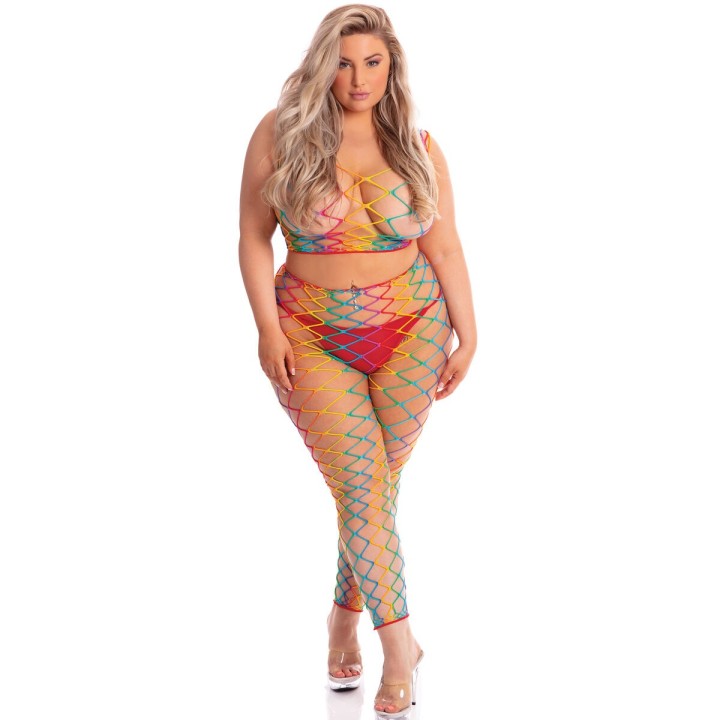 Bodystocking Pink Lipstick Bunt (XL)