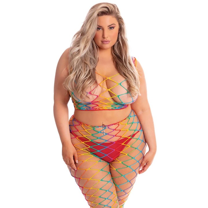 Bodystocking Pink Lipstick Multifarvet (XL)