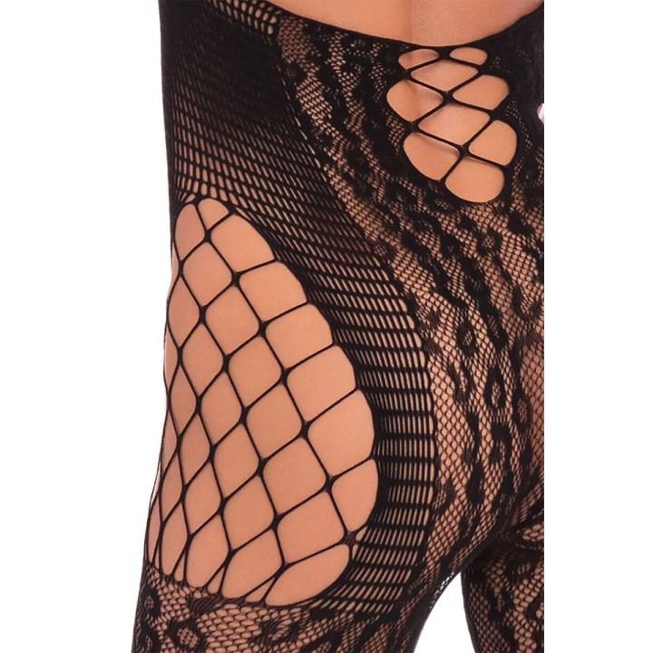 Bodystocking Pink Lipstick Schwarz (Einheitsgröße)
