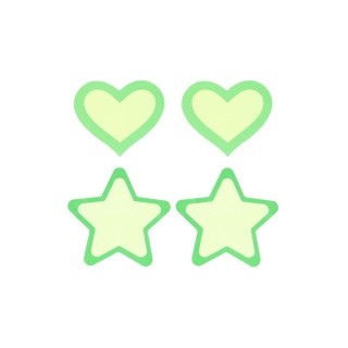 Pezoneras Peekaboo Verde Talla única Corazones Estrellas