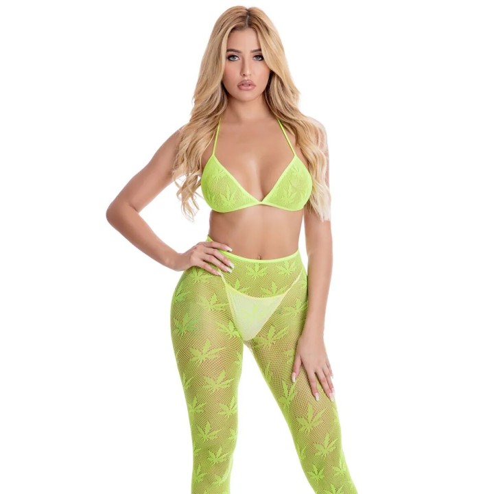 Ensemble de Lingerie Pink Lipstick Vert (Taille unique)