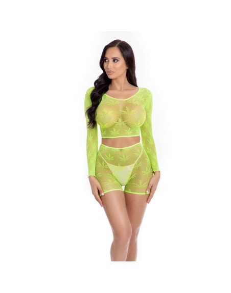 Conjunto de Lencería Pink Lipstick Verde (Talla única)