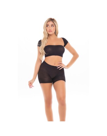 Ensemble de Lingerie Pink Lipstick Noir (Taille unique)