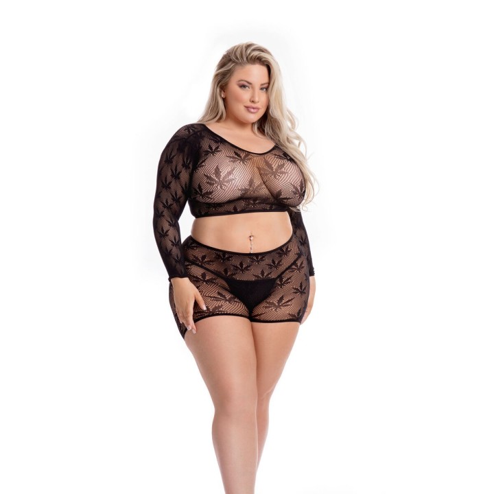 Ensemble de Lingerie Pink Lipstick Noir (L)