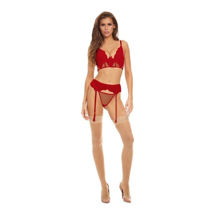 Ensemble de Lingerie Bombshell Boudoir Rouge (S)