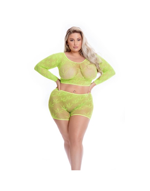 Ensemble de Lingerie Pink Lipstick Vert (L)