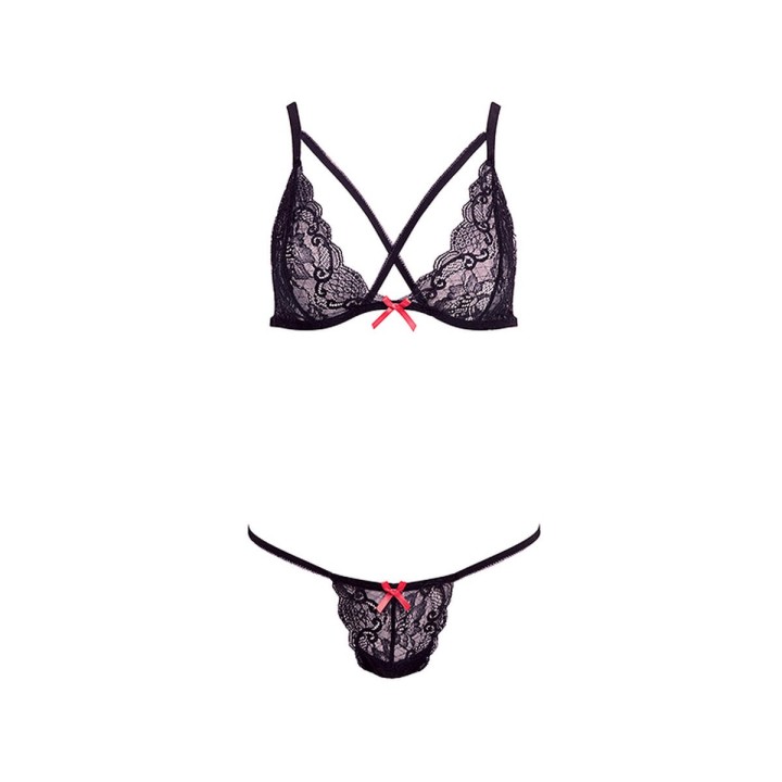 Set di Lingerie Barely Bare Nero (Taglia unica)