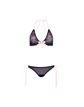 Ensemble de Lingerie Barely Bare Noir (Taille unique)
