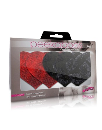 Protège-mamelons Peekaboo Noir Taille unique Coeurs