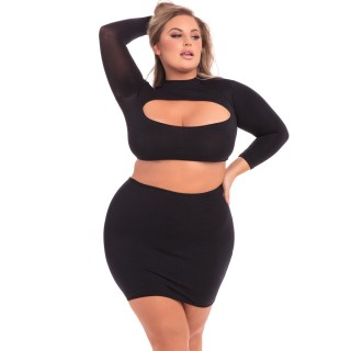Ensemble de Lingerie Pink Lipstick Noir (3XL/4XL)