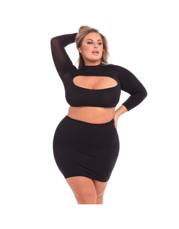 Unterwäsche-Set Pink Lipstick Schwarz (3XL/4XL)