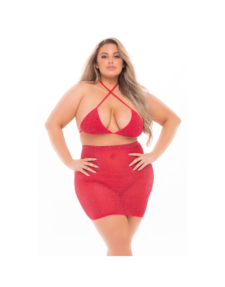 Ensemble de Lingerie Pink Lipstick Rouge (XL)