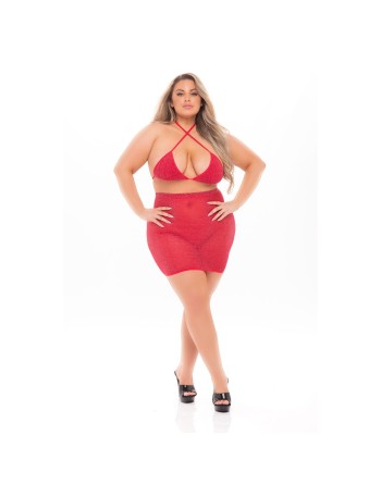 Conjunto de Lencería Pink Lipstick Rojo (XL)