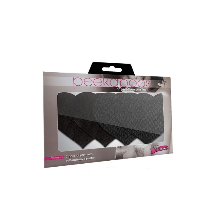 Protège-mamelons Peekaboo Noir Taille unique Coeurs