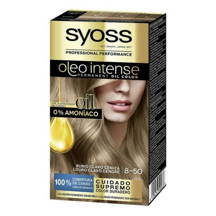 Tintura Permanente   Syoss Olio Intense Senza ammoniaca Nº 8,50 Biondo Chiaro Cenere
