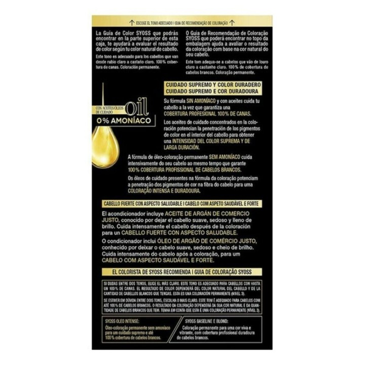Permanent Farve   Syoss Olio Intense Uden ammoniak Nº 8,50 Lys Askeblond
