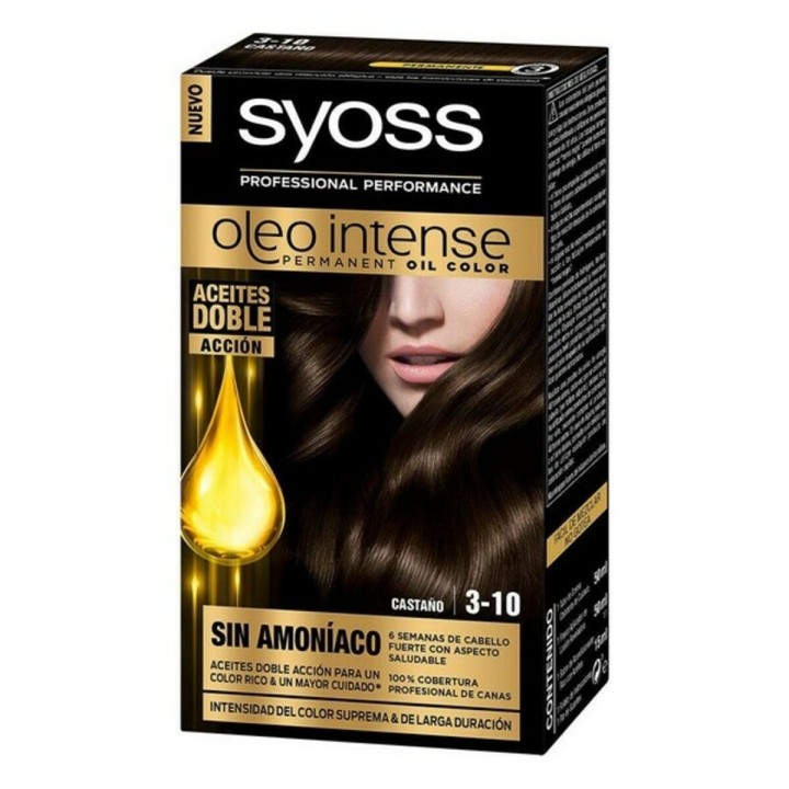 Tintura Permanente   Syoss Olio Intense Senza ammoniaca Nº 3,10 Castano