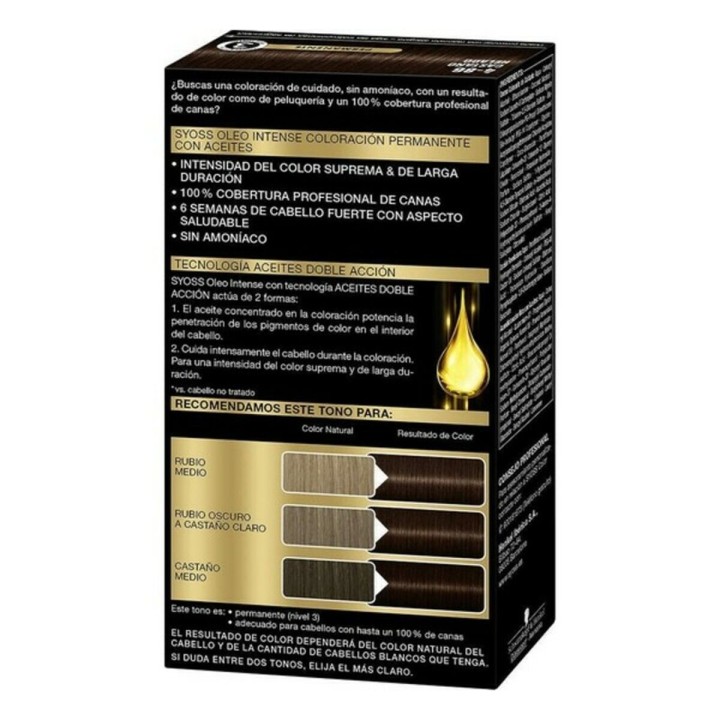 Permanent Farve   Syoss Olio Intense Uden ammoniak Nº 4,86 Is kastanje