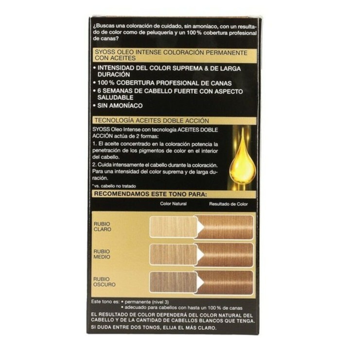 Tintura Permanente   Syoss Olio Intense Senza ammoniaca Nº 7,10 Biondo Naturale