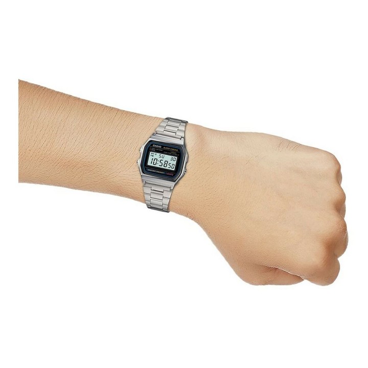 Orologio Unisex Casio A158WA-1 Nero Argentato (Ø 33 mm)