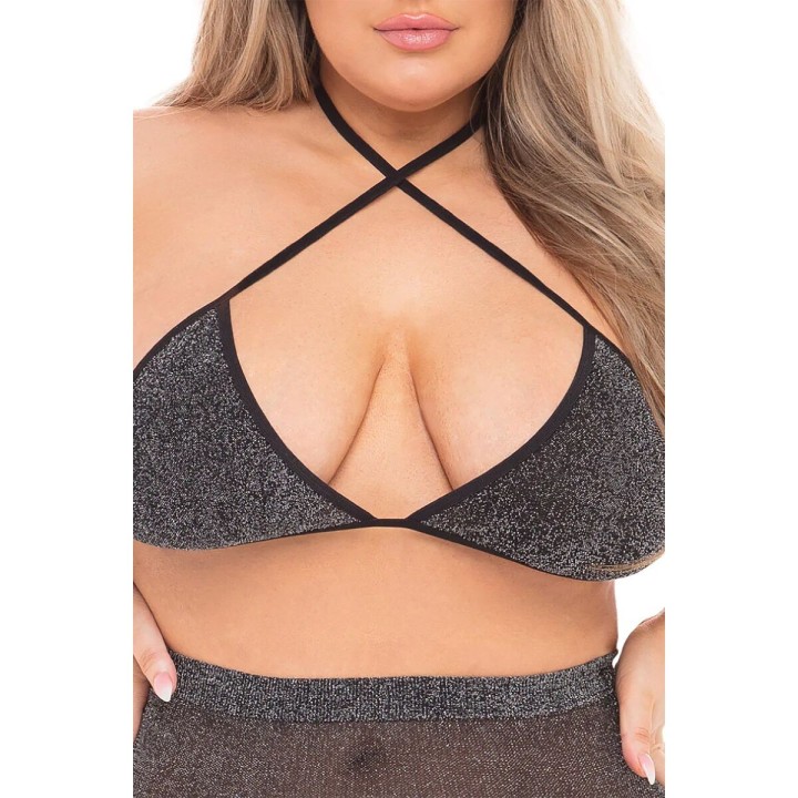 Ensemble de Lingerie Pink Lipstick Noir (XL)