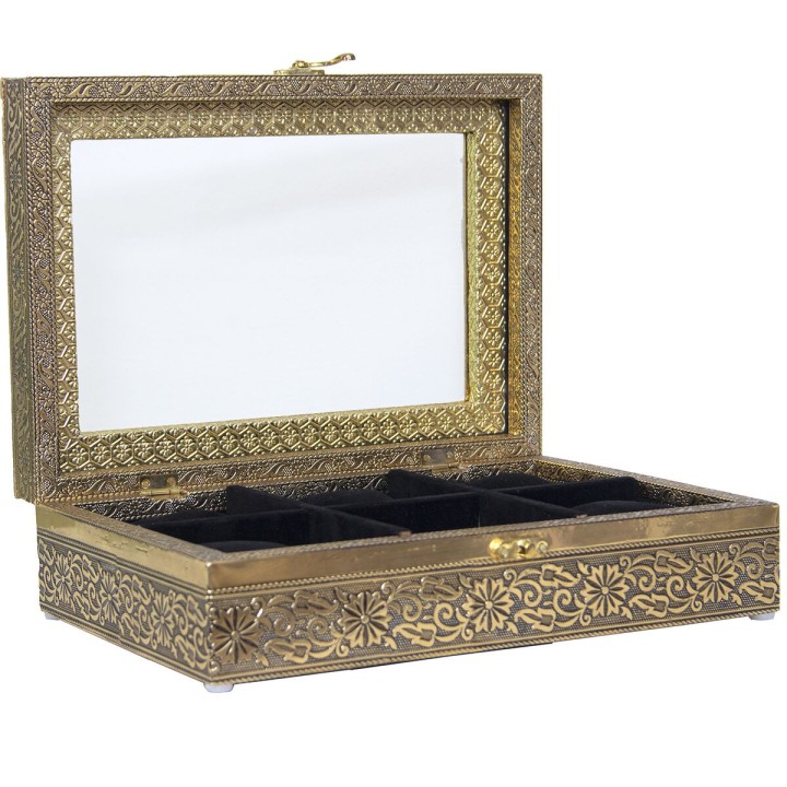 Box for watches Alexandra House Living Black Golden Metal 20 x 28 x 20 cm