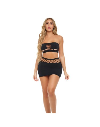 Ensemble de Lingerie Pink Lipstick Noir (Taille unique)