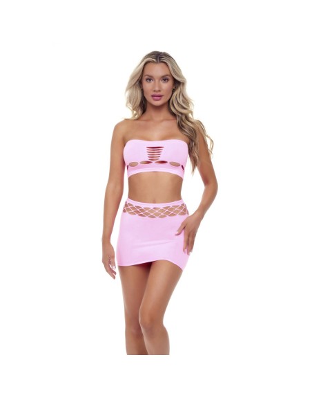 Ensemble de Lingerie Pink Lipstick Rose (Taille unique)