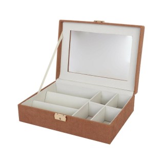 Æske til ure Versa Rød Polyester Træ MDF 11,5 x 8 x 21 cm