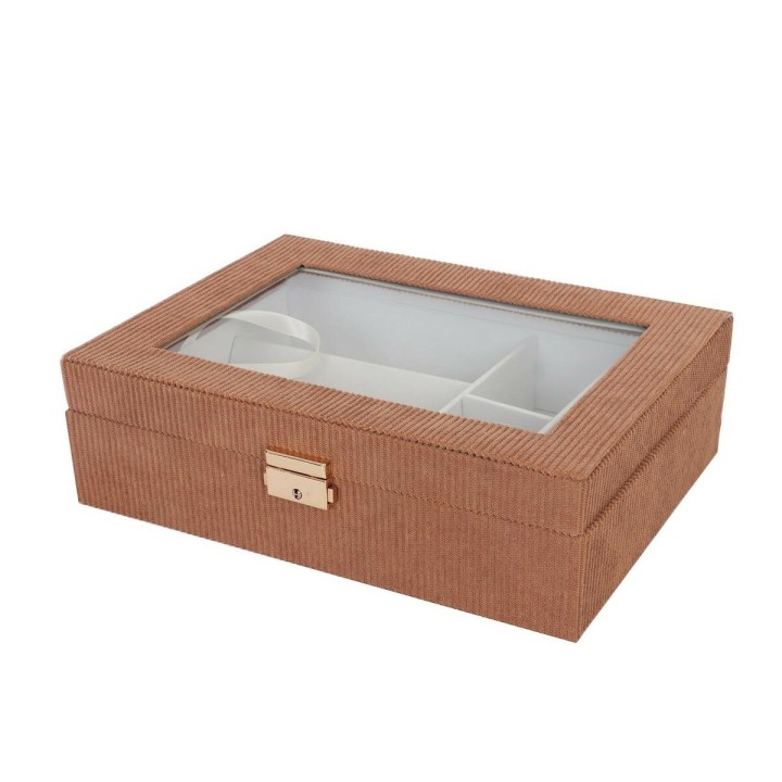 Æske til ure Versa Rød Polyester Træ MDF 11,5 x 8 x 21 cm