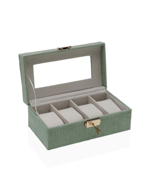 Caja para Relojes Versa Verde Madera MDF 11,5 x 8 x 21 cm