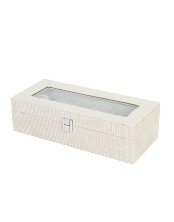 Box for watches Versa Beige Polyester 13,5 x 9 x 30,5 cm