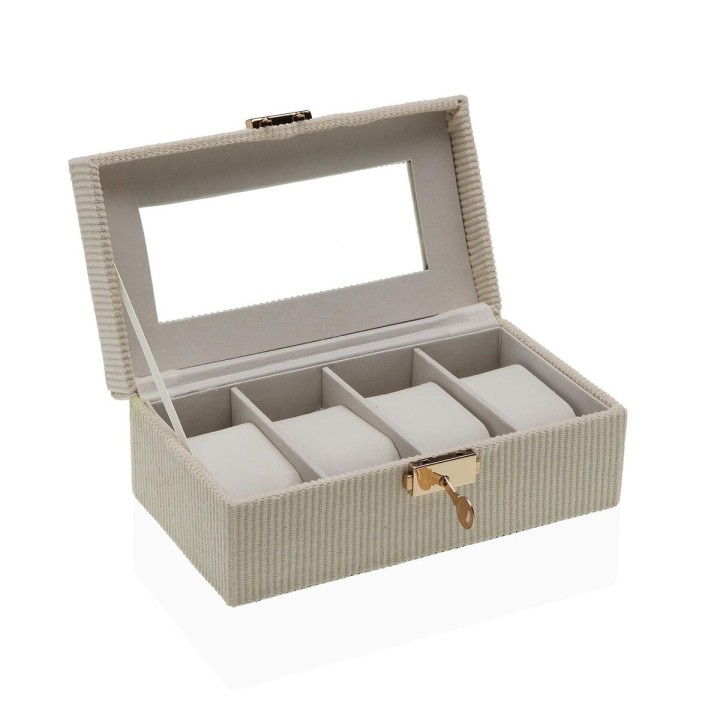 Æske til ure Versa Beige Træ MDF 11,5 x 8 x 21 cm