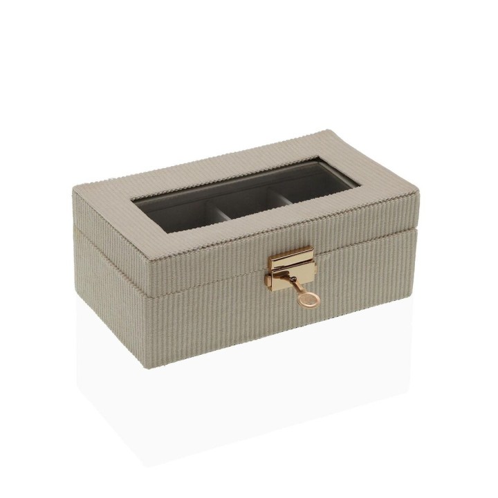Box for watches Versa Beige MDF Wood 11,5 x 8 x 21 cm