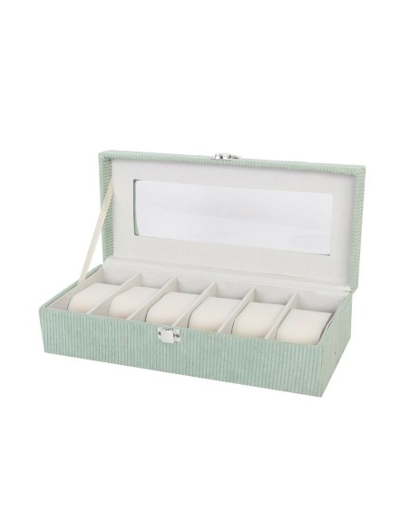 Caja para Relojes Versa Verde Poliéster 13,5 x 9 x 30,5 cm