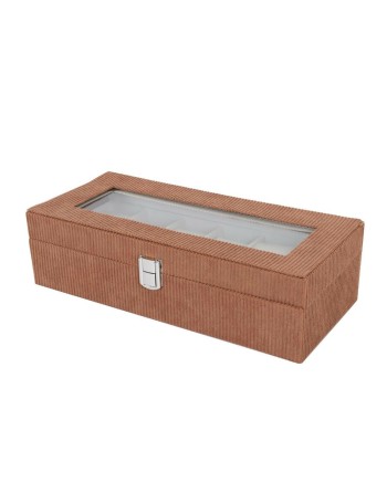 Caja para Relojes Versa Gris Poliéster 13,5 x 9 x 30,5 cm